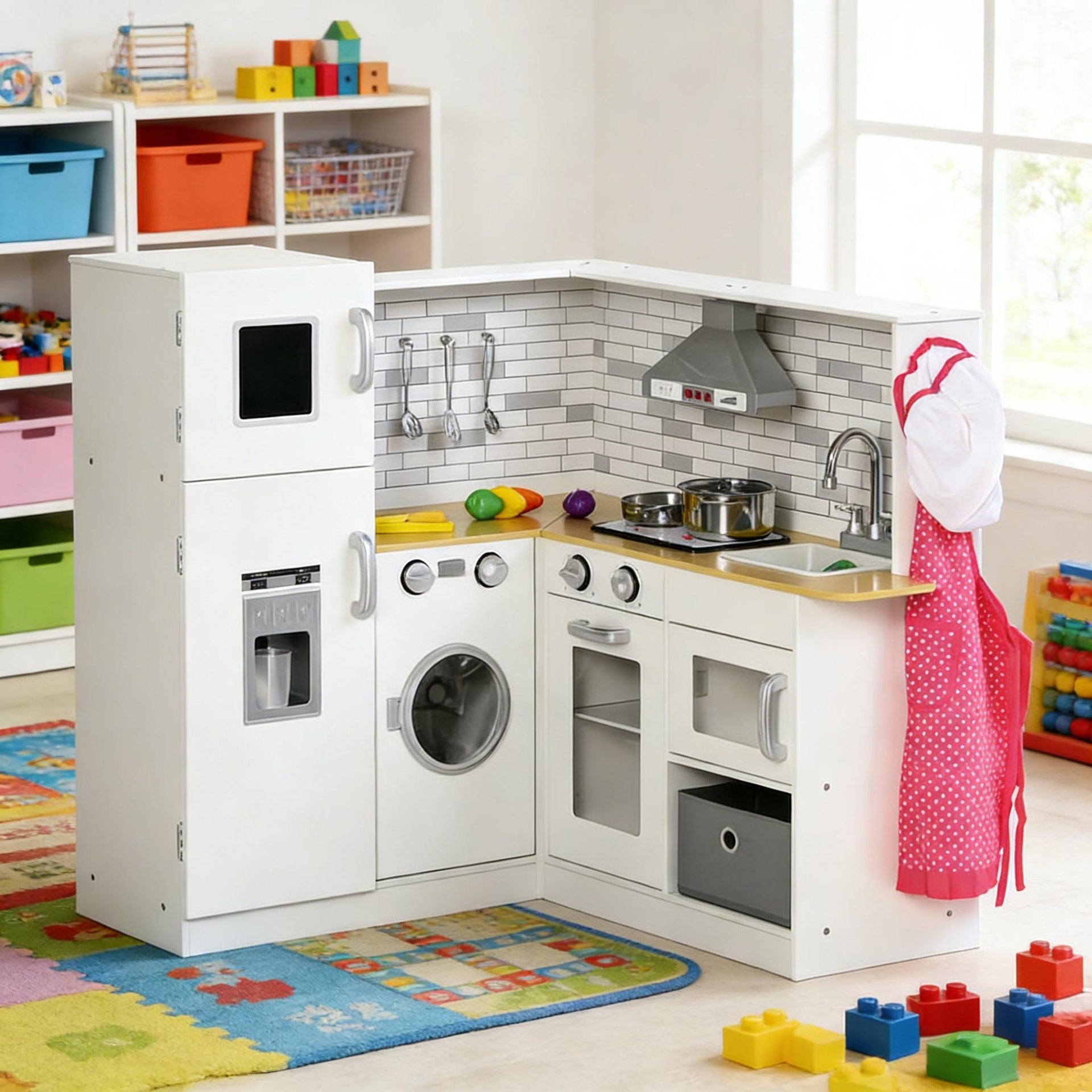 Wooden Kitchen,Corner Play Kitchen Set