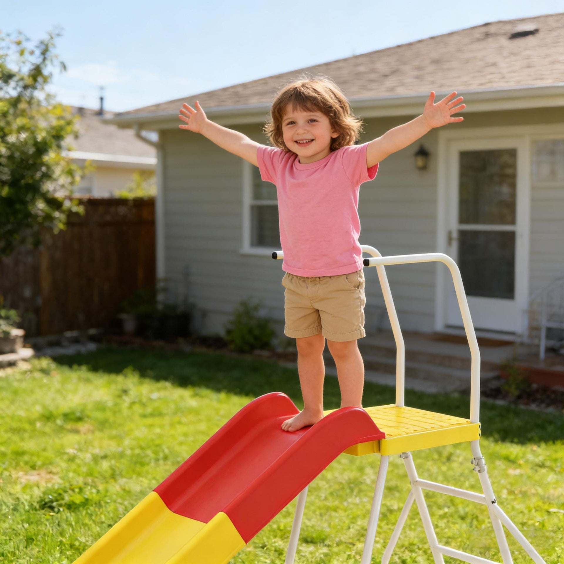 Kids Slide,Metal Freestanding Playground Equipmen