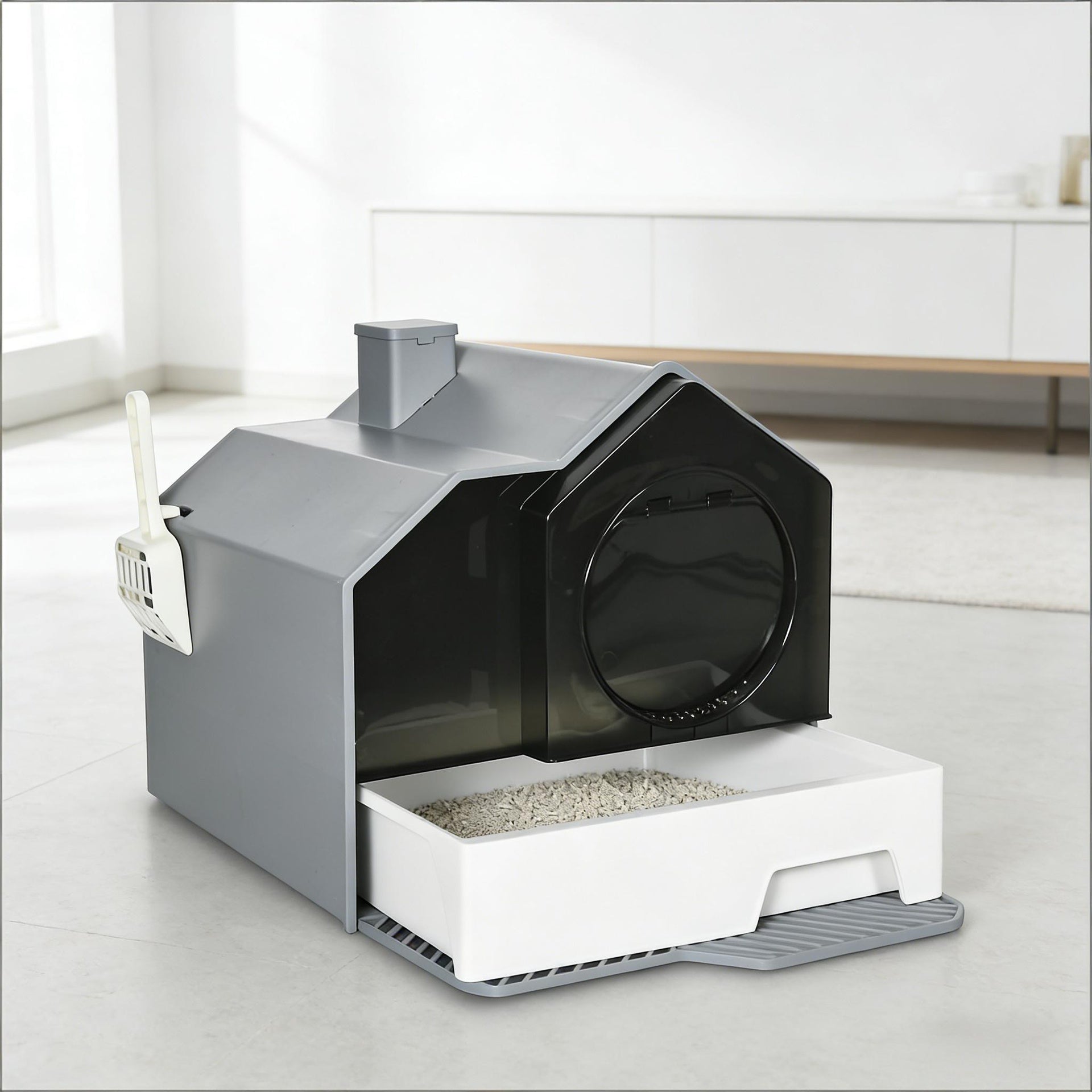 Easy to Clean Cat Litter Box,Hooded Cat Litter Box