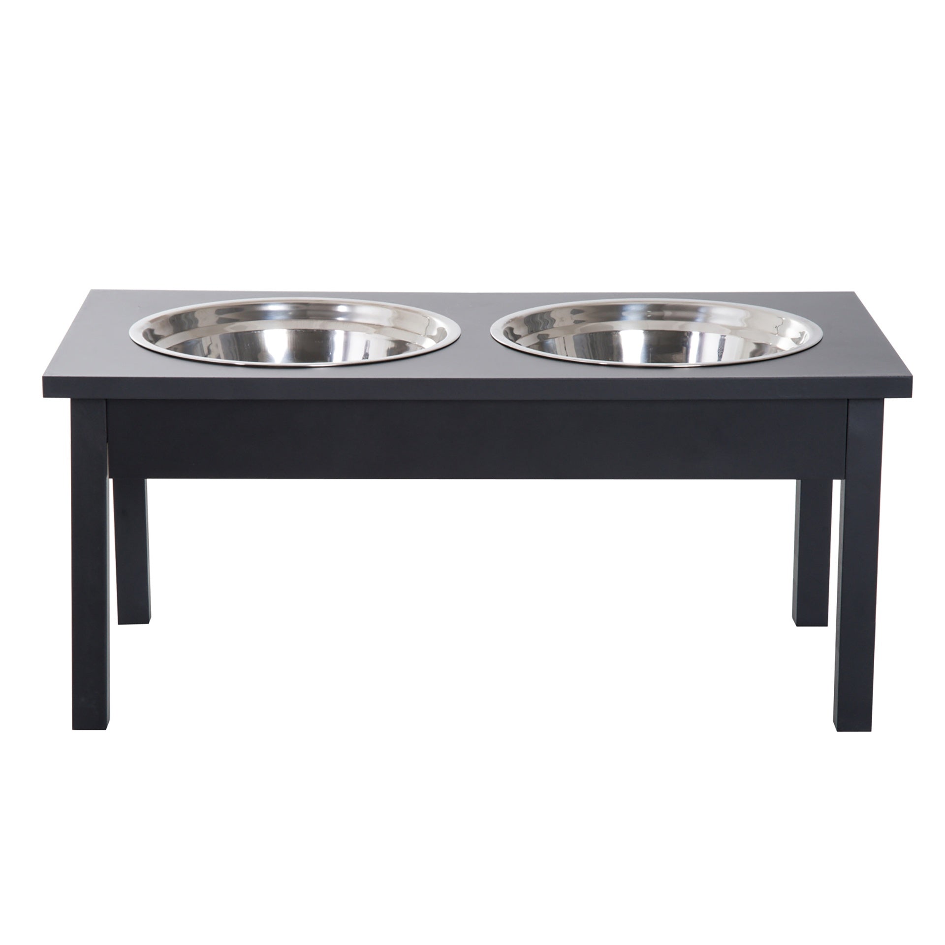 Black Pet Feeder Stand,Wooden Dog Food Bowls Stand
