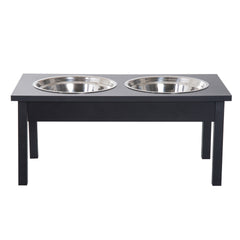 Black Pet Feeder Stand,Wooden Dog Food Bowls Stand