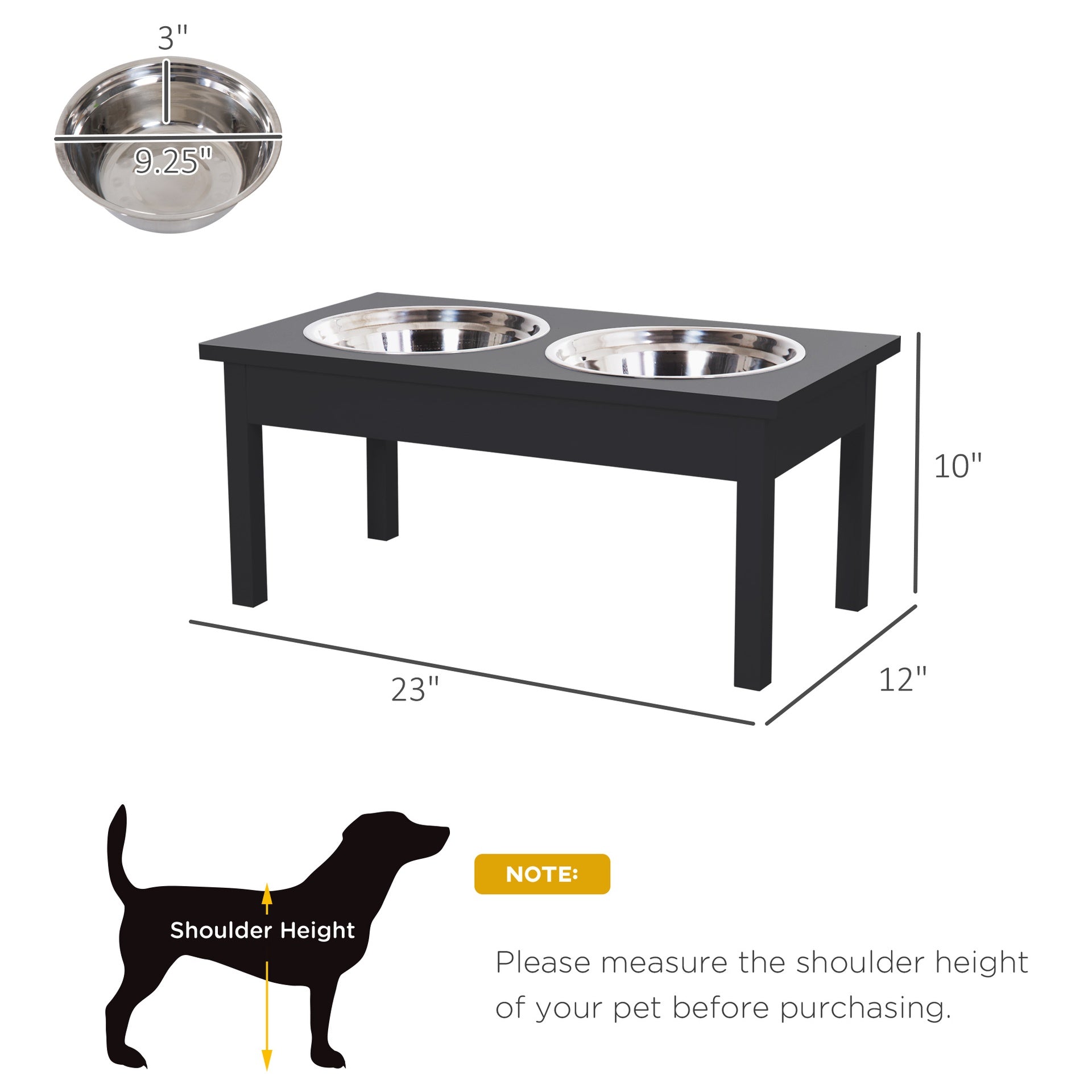 Black Pet Feeder Stand,Wooden Dog Food Bowls Stand