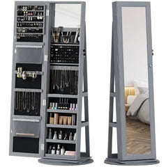 Robust Mirror,360° Swivel Full-Length Mirror,with Storage Shelves
