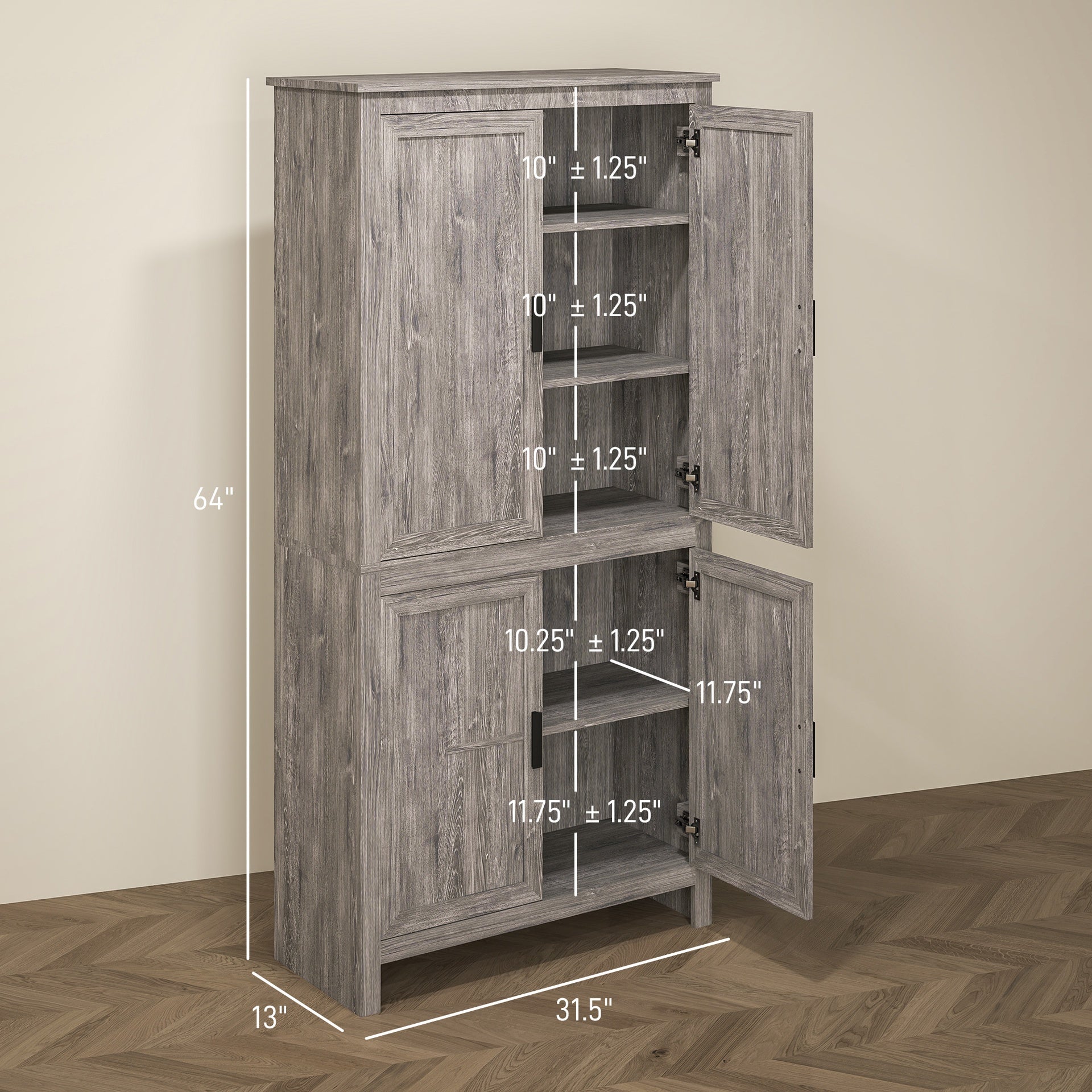 Freestanding Storage Cabinet,Kitchen Pantry with Adjustable Shelves,for Home