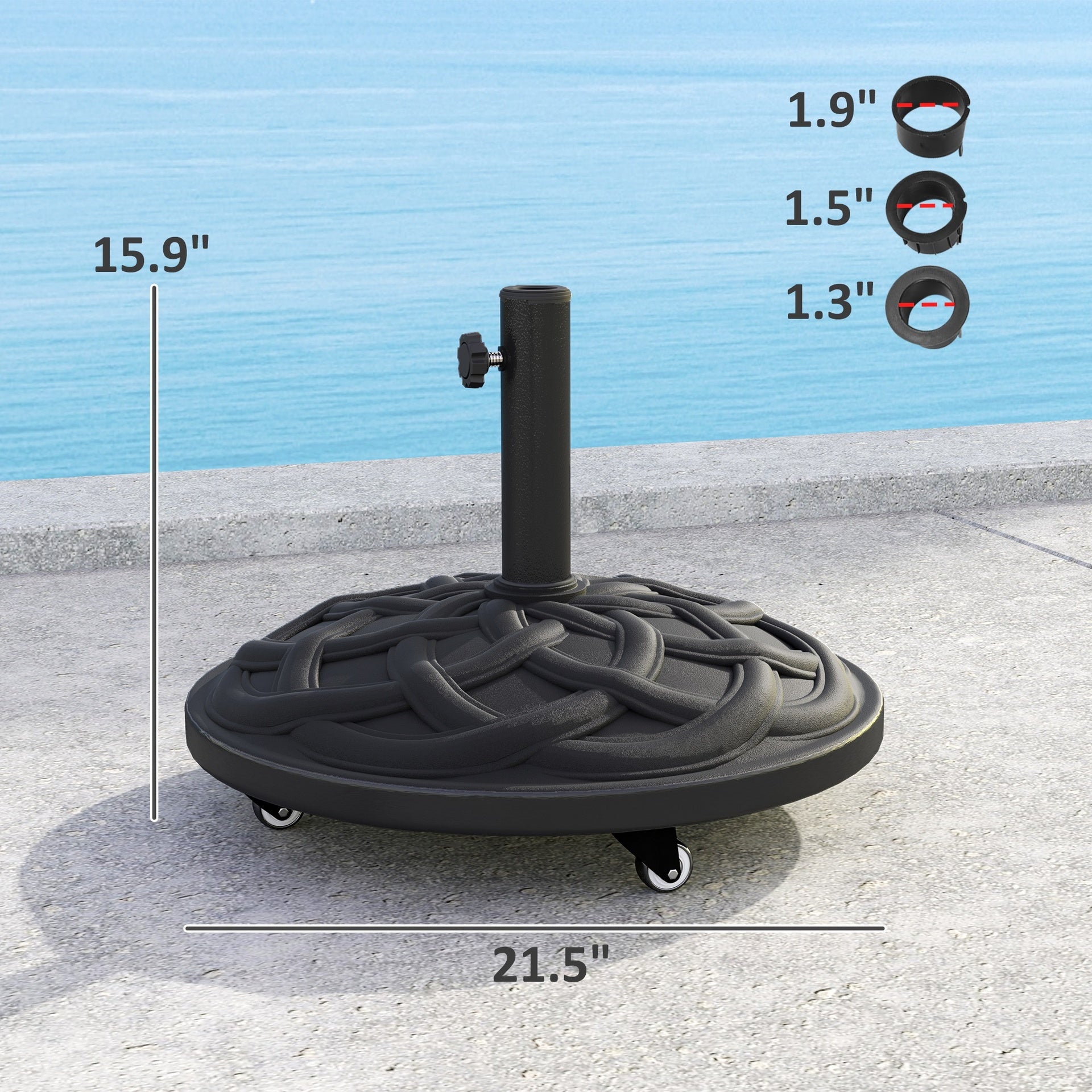 Resin Umbrella Stand Base,Round Patio Umbrella Base with Wheels,Heavy Duty Patio Umbrella Holder