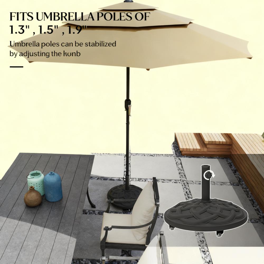 Resin Umbrella Stand Base,Round Patio Umbrella Base with Wheels,Heavy Duty Patio Umbrella Holder