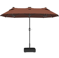 Spacious Outdoor Umbrella,Double-sided Outdoor Patio Umbrella,with Solar Lights and Base,Dining Table Umbrella Push Button Tilt
