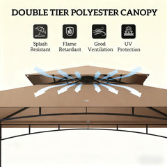 Ventilated Barbecue Gazebo Shelter,Outdoor Grill Gazebo,with Side Awning,Side Shelves and Hooks