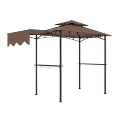 Ventilated Barbecue Gazebo Shelter,Outdoor Grill Gazebo,with Side Awning,Side Shelves and Hooks
