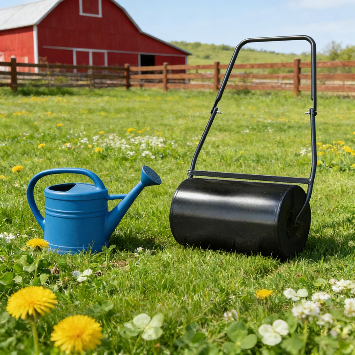 Lawn Roller  for Flattening,Push/Tow Behind Lawn Roller Filled with Water or Sand