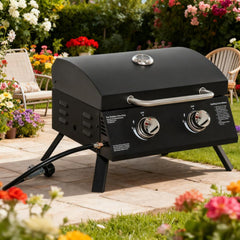 21.75" Portable Grill with 2 Burners Camping  Charcoal BBQ