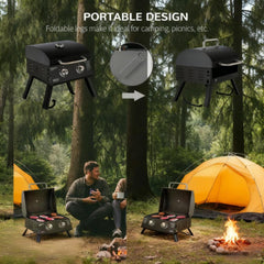 21.75" Portable Grill with 2 Burners Camping  Charcoal BBQ