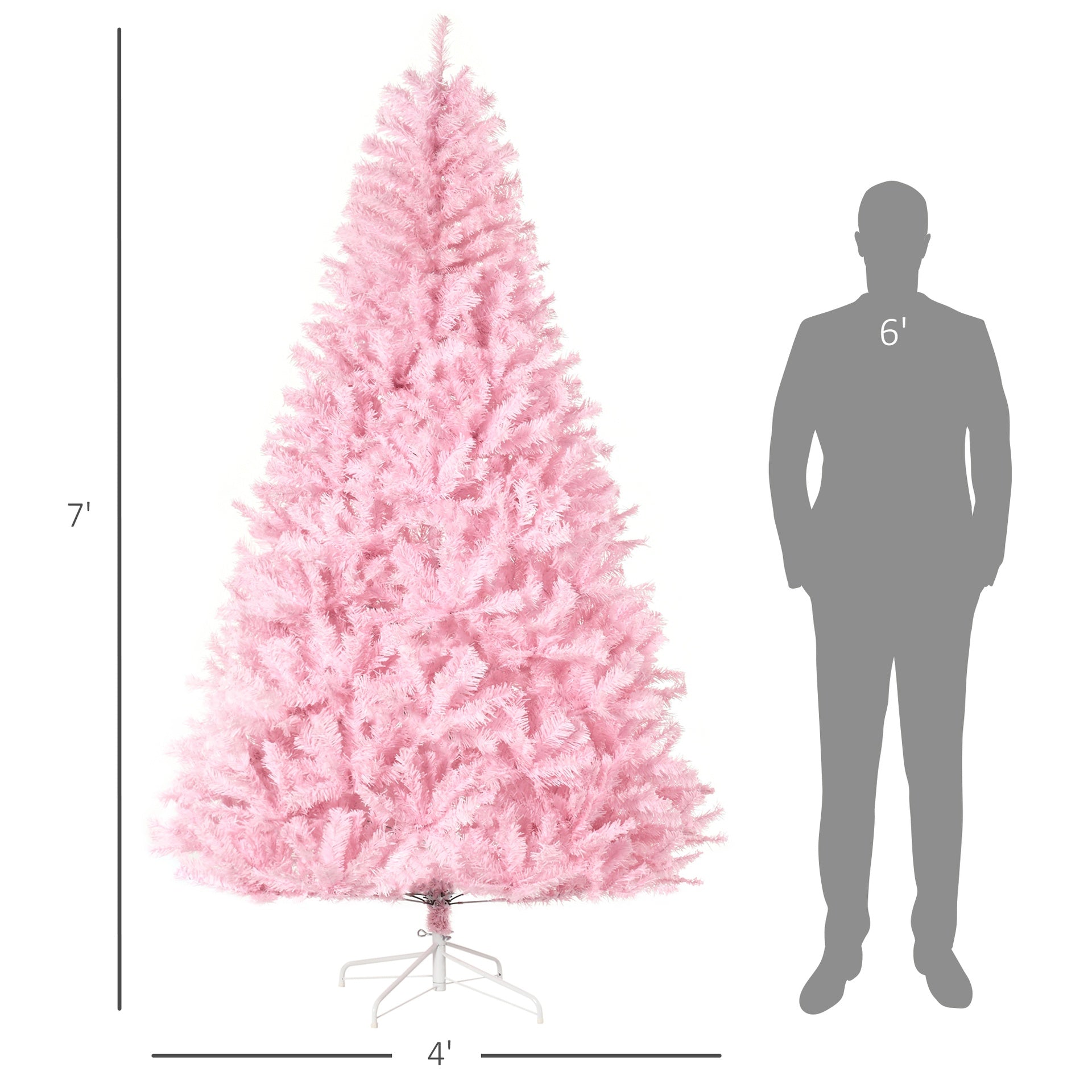 Christmas Trees,Artificial Pink Christmas Trees, with Auto Open, Steel Base, Wide Shape for Indoor Xmas Decoration