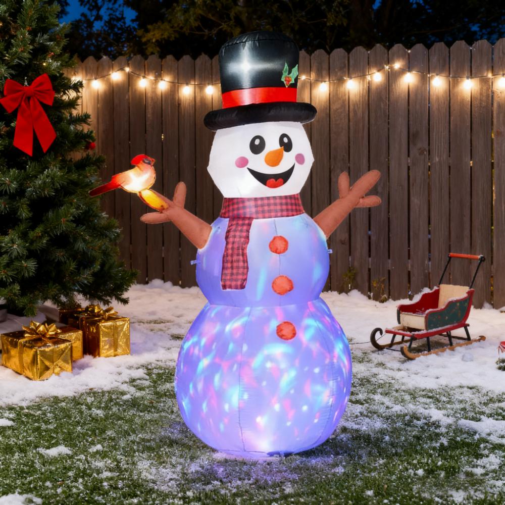 Inflatable Branch Hand Snowman with LED Lights - Festive Outdoor Christmas Yard Decoration