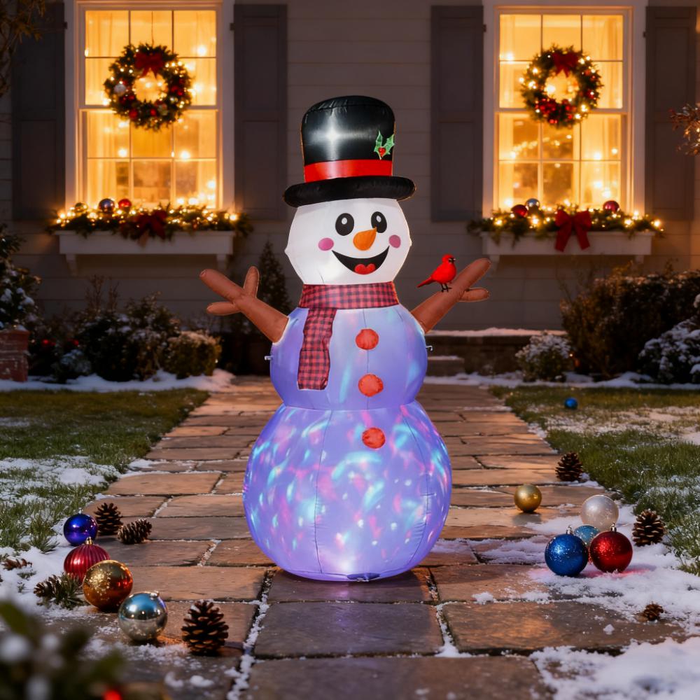 Inflatable Branch Hand Snowman with LED Lights - Festive Outdoor Christmas Yard Decoration