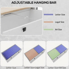 Lateral File Cabinet,Filing Cabinet with Adjustable Hanging Bar,For Home and Office