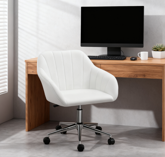 Faux Leather Office Chair, Adjustable Swivel Design for Home Office, Sleek Modern Look & Comfy Seating