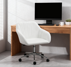 Faux Leather Office Chair, Adjustable Swivel Design for Home Office, Sleek Modern Look & Comfy Seating