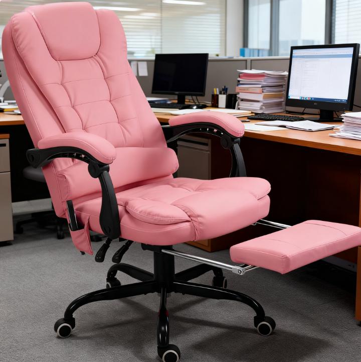 7-Point Vibrating Massage Office Chair High Back Massaging Office Desk Chair , Pink