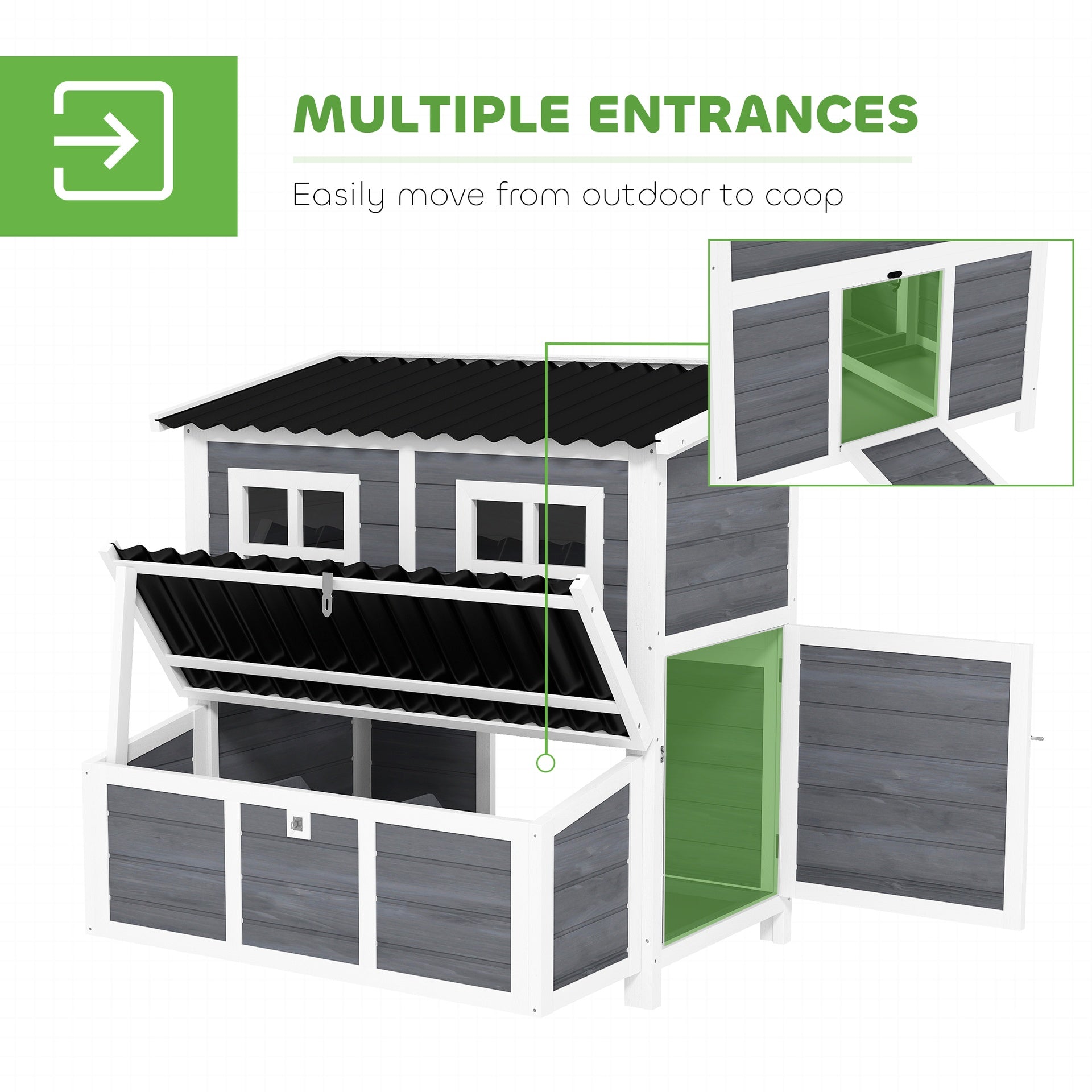 Wooden Pet Coop with Nesting Box,  39" Pet House for 4-6 Chickens, Rabbits