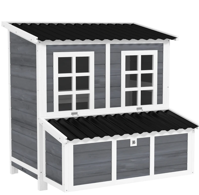 Wooden Pet Coop with Nesting Box,  39" Pet House for 4-6 Chickens, Rabbits