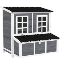 Wooden Pet Coop with Nesting Box,  39" Pet House for 4-6 Chickens, Rabbits