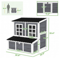 Wooden Pet Coop with Nesting Box,  39" Pet House for 4-6 Chickens, Rabbits
