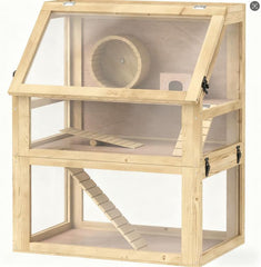 3 Tier Wooden Hamster Cage w/ Detachable Bottom, 24" x 16" x 29.5"
