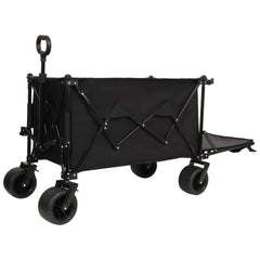 Foldable Wagon with Extended Tailgate, Extra Long Extender Wagon Cart,Beach Wagon Cart Heavy Duty 480LBS with Large All-Terrain Beach Wheels, Black- Gray