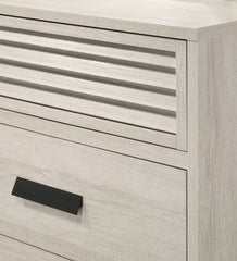 1pc Contemporary 5-Drawer Louvered Design Chest Finger Pull Hardware Bedroom Wooden Furniture Beige Finish