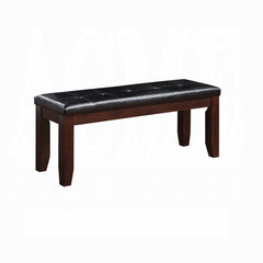 Cherry Finish Dining Bench 1pc Upholstered PU Seat Cushion Tufted Detail Wooden Dining Room Furniture