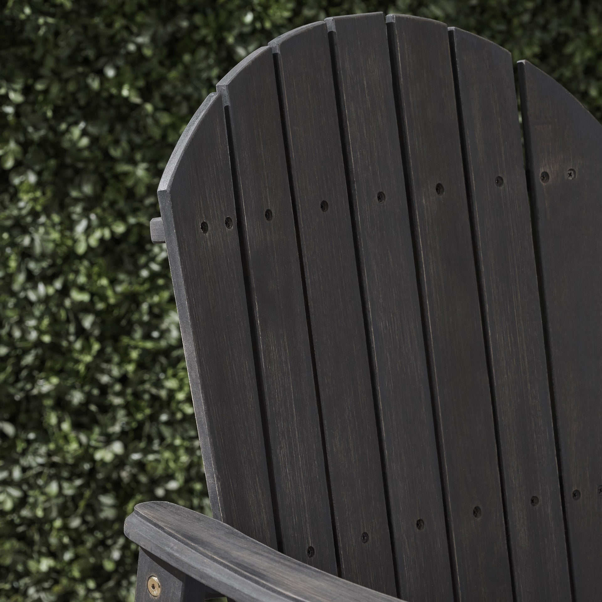 Outdoor Weather Resistant Acacia Wood Adirondack Dining Chairs (Set of 2), Dark Gray Finish