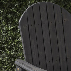 Outdoor Weather Resistant Acacia Wood Adirondack Dining Chairs (Set of 2), Dark Gray Finish