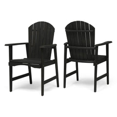 Outdoor Weather Resistant Acacia Wood Adirondack Dining Chairs (Set of 2), Dark Gray Finish