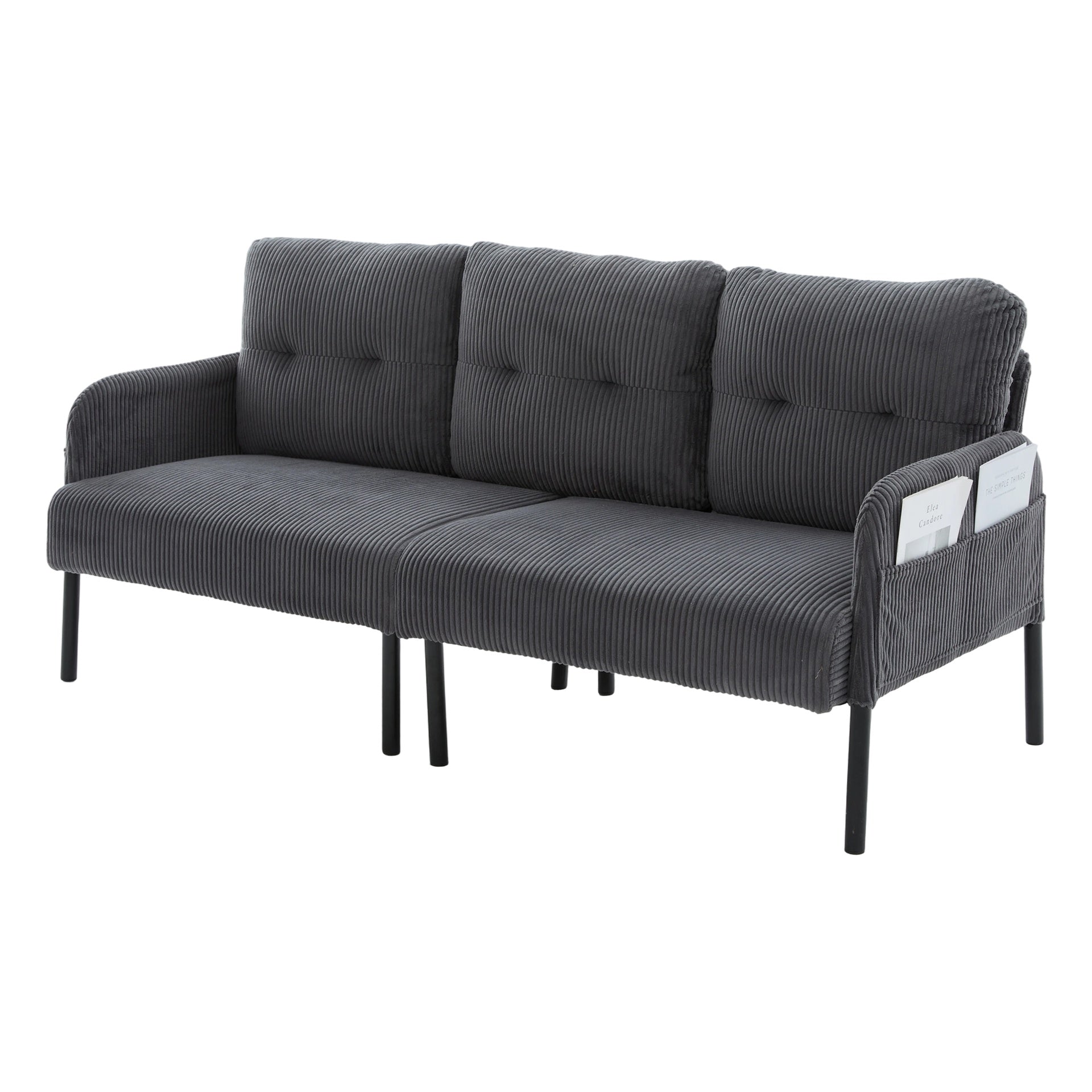 UNITED WE WIN Oversized Loveseat, Modern & Plush Double-seater Sofa, Corduroy Upholstered Couch, Cozy Bedroom Sofa with Metal Legs & Side Pockets, Ideal for Living Room, Bedroom, Dorm, Apartment