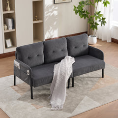 UNITED WE WIN Oversized Loveseat, Modern & Plush Double-seater Sofa, Corduroy Upholstered Couch, Cozy Bedroom Sofa with Metal Legs & Side Pockets, Ideal for Living Room, Bedroom, Dorm, Apartment