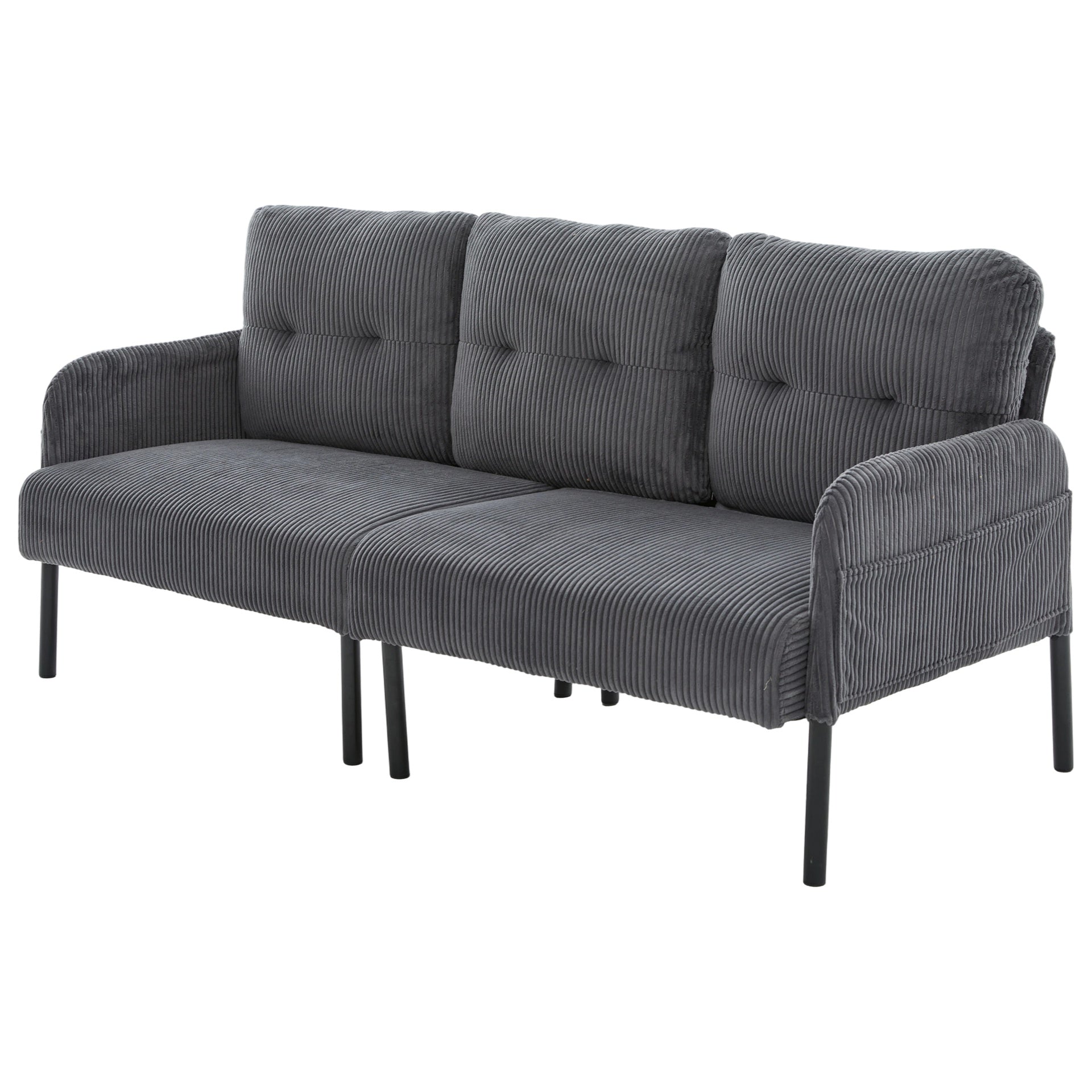 UNITED WE WIN Oversized Loveseat, Modern & Plush Double-seater Sofa, Corduroy Upholstered Couch, Cozy Bedroom Sofa with Metal Legs & Side Pockets, Ideal for Living Room, Bedroom, Dorm, Apartment