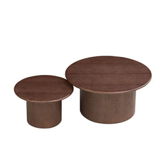 Coffee Table Set of 2 ,MDF Round Coffee Table for Living Room ,Apartment,Leisure Area Walnut