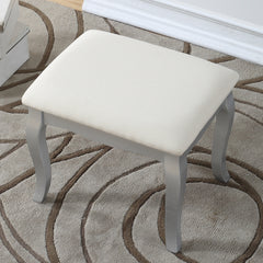 Ashley Wood Make-Up Vanity Table and Stool Set, Silver