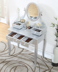 Ashley Wood Make-Up Vanity Table and Stool Set, Silver