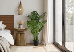 Artificial Plant, 45" Tall, Monstera Tree, Indoor, Faux, Fake, Floor, Greenery, Potted, Real Touch, Decorative, Green Leaves, Black Pot