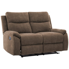 Ronald Reclining Loveseat - Family Relaxation & Leisure, for Living Room/Family Room, Brown Fabric with Hardwood Steel Frame & Foam-Encased Pocketed Coils, Pillow-Top Cushions & Luxurious Brown Fabric