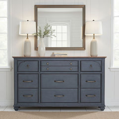 9-Drawer Dresser, No Assembly Required, Corduroy Blue Finish