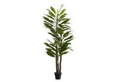 Artificial Plant, 83" Tall, Indoor, Dracaena Tree, Decorative, Faux,  Fake, Floor, Potted, Real Touch, Green Leaves, Black Pot