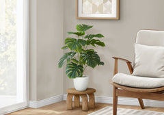 Artificial Plant, 24" Tall, Monstera, Indoor, Faux, Fake, Table, Greenery, Potted, Real Touch, Decorative, Green Leaves, White Pot