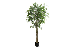 Artificial Plant, 79" Tall, Ficus Tree, Floor, Real Touch, Potted, Green Leaves, Black Pot