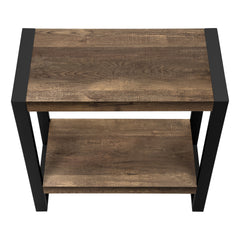 Accent Table, Side, End, Nightstand, Lamp, Living Room, Bedroom, Brown Laminate, Black Metal, Industrial