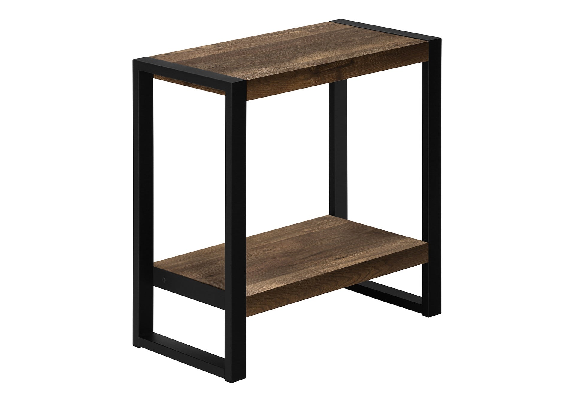 Accent Table, Side, End, Nightstand, Lamp, Living Room, Bedroom, Brown Laminate, Black Metal, Industrial