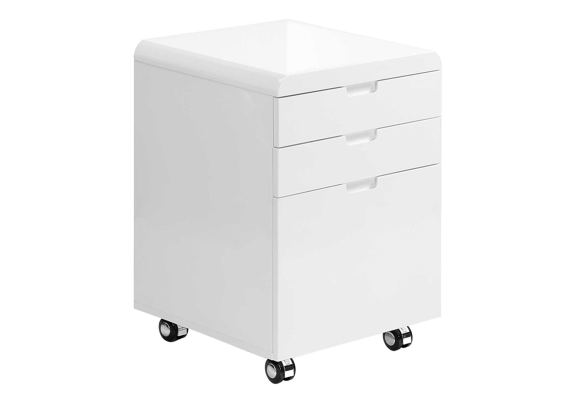 File Cabinet, Rolling Mobile, Storage Drawers, Printer Stand, Office, Work, Glossy White Laminate, Contemporary, Modern