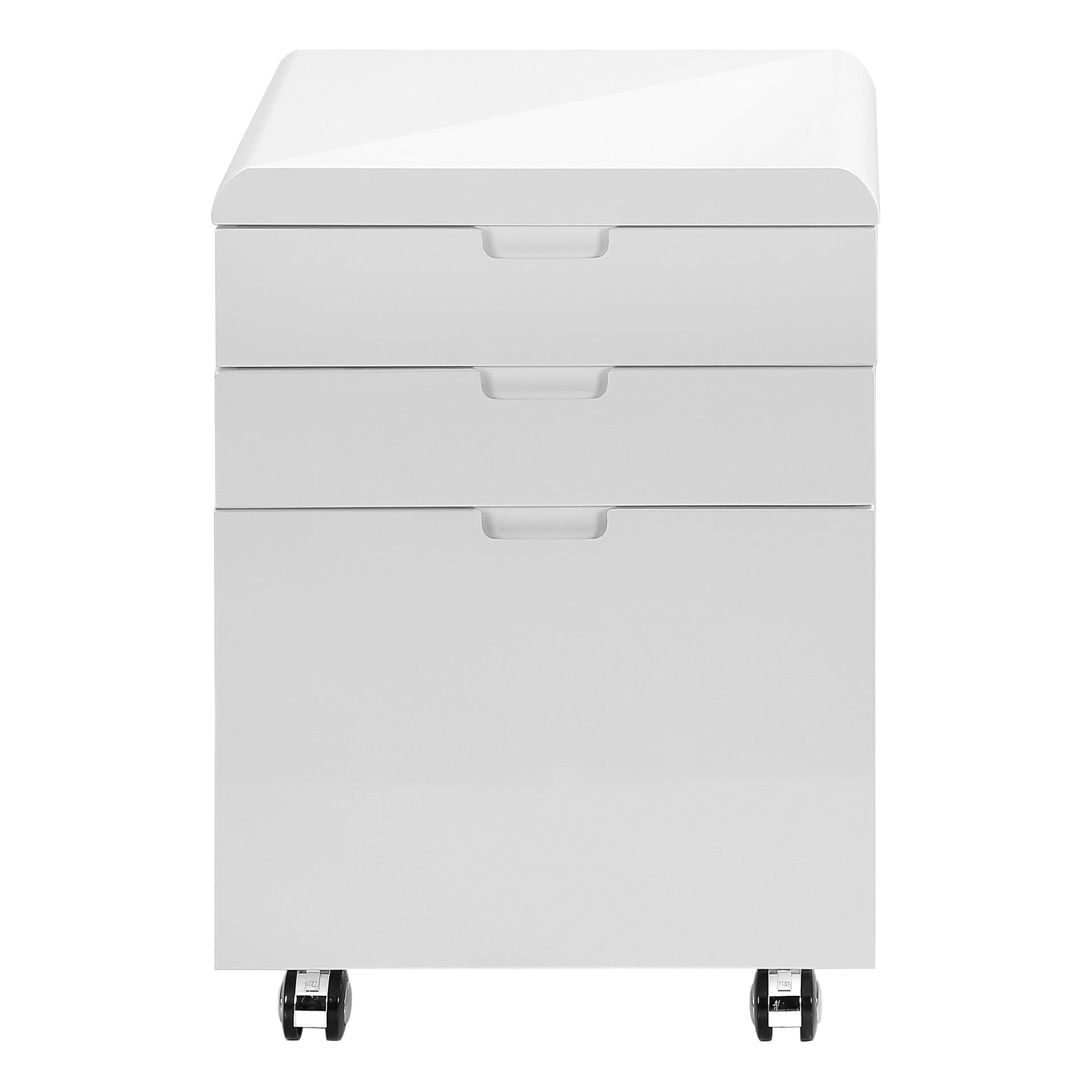File Cabinet, Rolling Mobile, Storage Drawers, Printer Stand, Office, Work, Glossy White Laminate, Contemporary, Modern